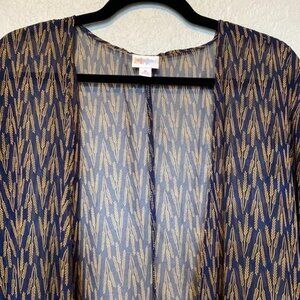 The LuLaRoe Lindsay Medium Open Kimono Cardigan in Bohemian Blue is a stylish an